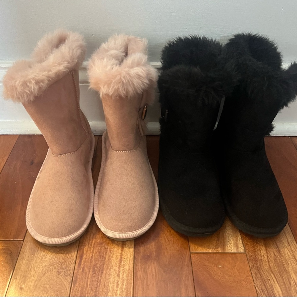 Children's Place Cozy Black and Blush pink Boots size 3